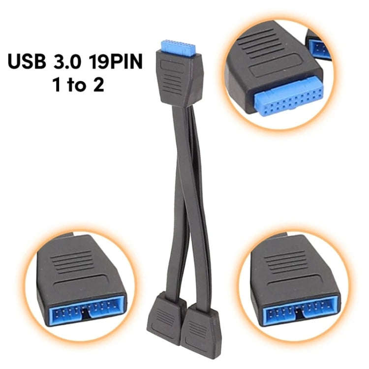 Computer Motherboard 19 Pin USB3.0 One To Two Extension Cable, 21cm 19Pin