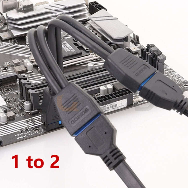 Computer Motherboard 19 Pin USB3.0 One To Two Extension Cable, 21cm 19Pin