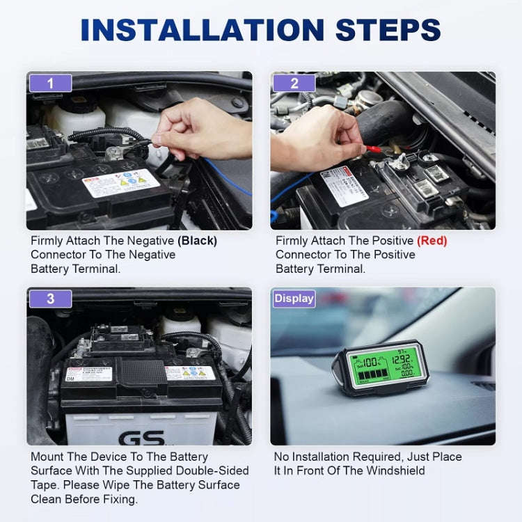 ANCEL 12V LED Car Battery Tester SOH/SOC Rechargeable Battery Analysis Tool, BM200 PRO