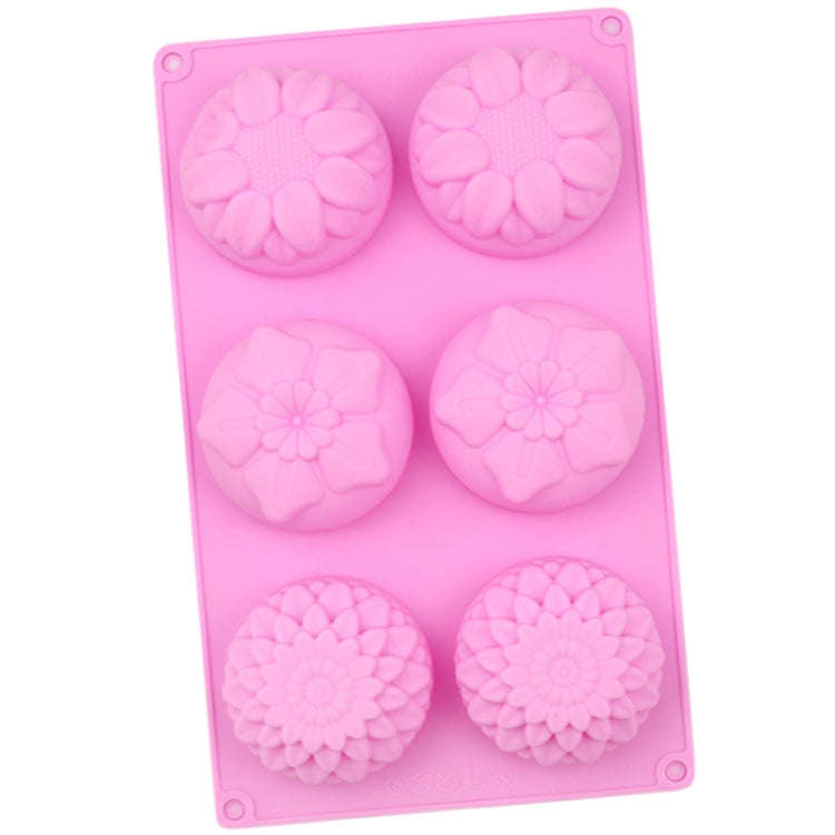 6 Grids 3 Groups Flower Shape Silicone Cake Mold Baking DIY Handmade Soap Model Sunflower Moon Ca...