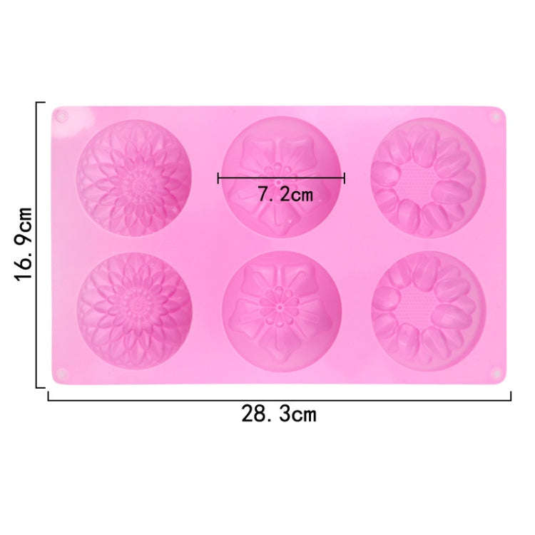 6 Grids 3 Groups Flower Shape Silicone Cake Mold Baking DIY Handmade Soap Model Sunflower Moon Ca...