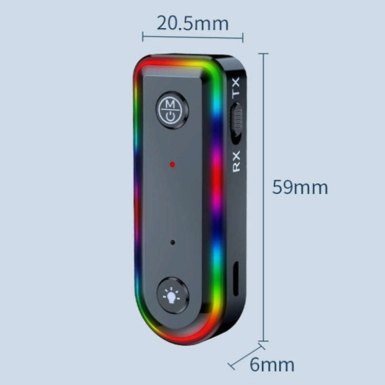 Q3 2-in-1 RGB Light Bluetooth Audio Receiver Launcher Car Audio Adapter, Q3