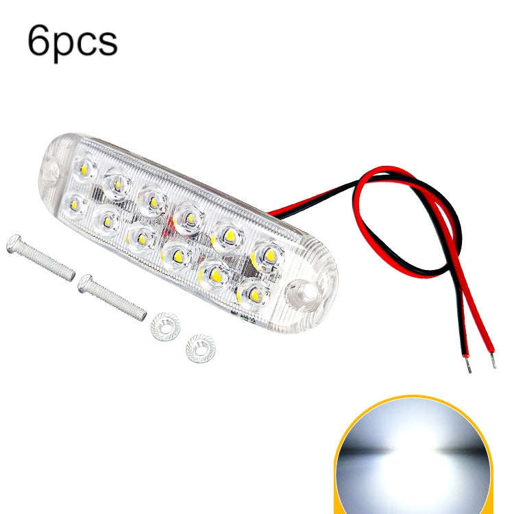 6pcs 12-Bead LED Flashing Warning Lights Motorcycle RV Signal Lights, White Light, Yellow Light, ...