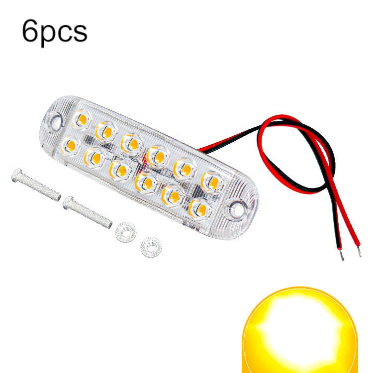 6pcs 12-Bead LED Flashing Warning Lights Motorcycle RV Signal Lights, White Light, Yellow Light, ...