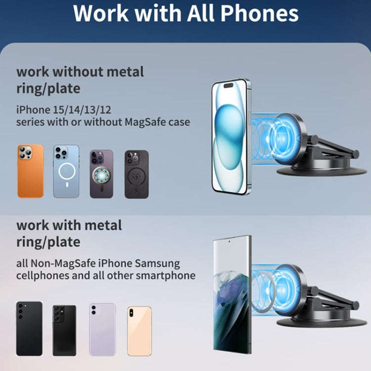 360 Rotating Car Magnetic Cell Phone Holder Magsafe Metal Car Folding Navigation Stand, Folding M...