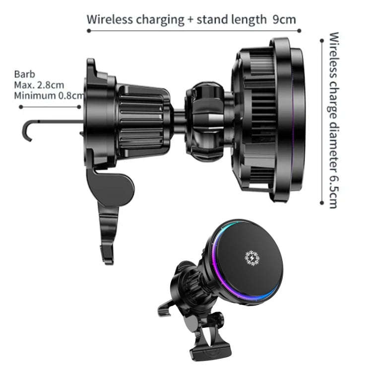 15W Car Wireless Charger Semiconductor Heat Dissipation Mobile Phone Holder RGB Light, X82