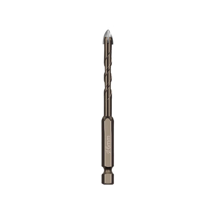 Hexagonal Shank Spiral Flute Cross Alloy Drill Bits Glass Tile Four Edge Drivers, 3mm, 4mm, 5mm, ...