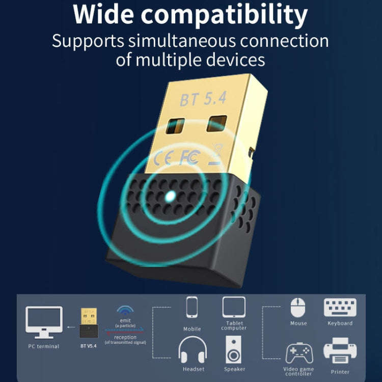 USB Bluetooth 5.4 Adapter Transmitter Receiver Bluetooth Audio PC Adapter, Bluetooth 5.4