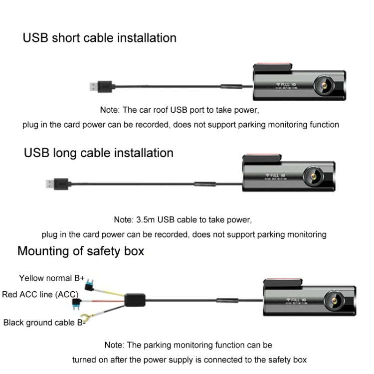 WIFI Mobile Phone 2K Ultra-Clear 360-Degree Rotating Driving Recorder, USB Short Line, Cigarette ...