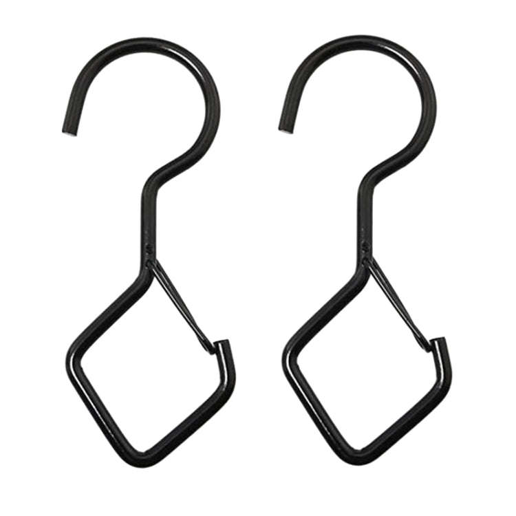 2pcs Household S Hooks For Hanging Metal Windproof Hooks With Safety Buckle, Black, White