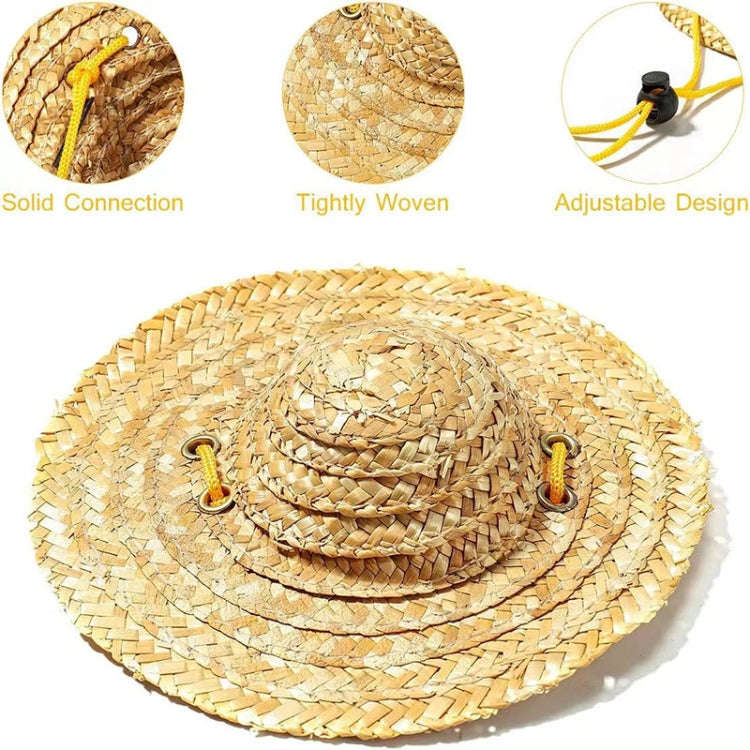 Mini Pet Straw Hat Cat Dog Birthday Party Sun Visor Hat, S 10cm, M 13cm, L 16cm, XL 20cm