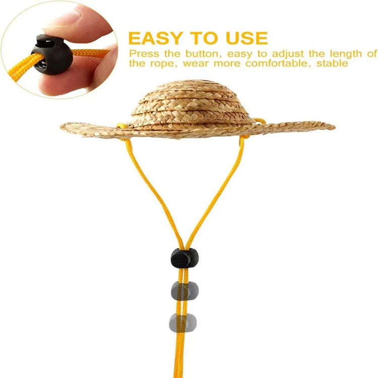 Mini Pet Straw Hat Cat Dog Birthday Party Sun Visor Hat, S 10cm, M 13cm, L 16cm, XL 20cm