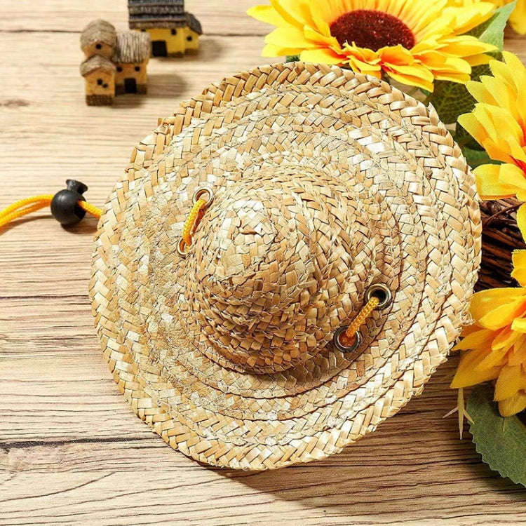 Mini Pet Straw Hat Cat Dog Birthday Party Sun Visor Hat, S 10cm, M 13cm, L 16cm, XL 20cm