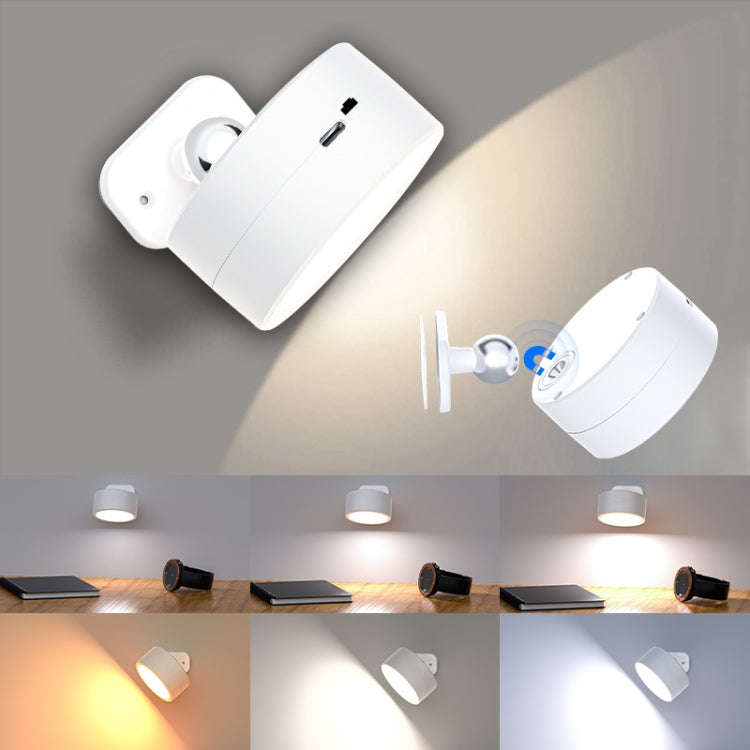 LED 360 Degree Rotating Lamp Magnetic Cabinet Spotlight Atmosphere Night Light, White, Black
