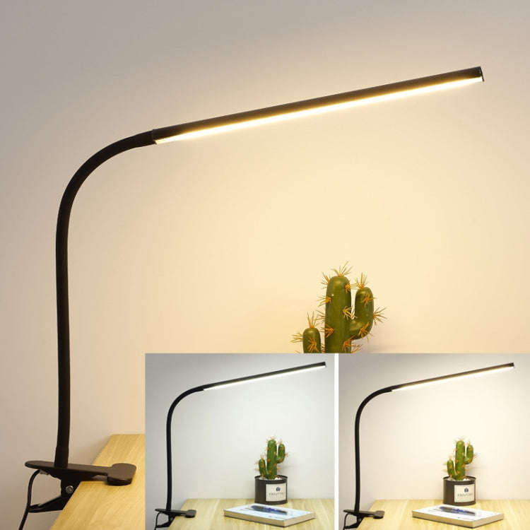 LED Table Lamp With Clamp & Flexible Gooseneck USB Reading Light Bedside Lamp, White Light Black,...
