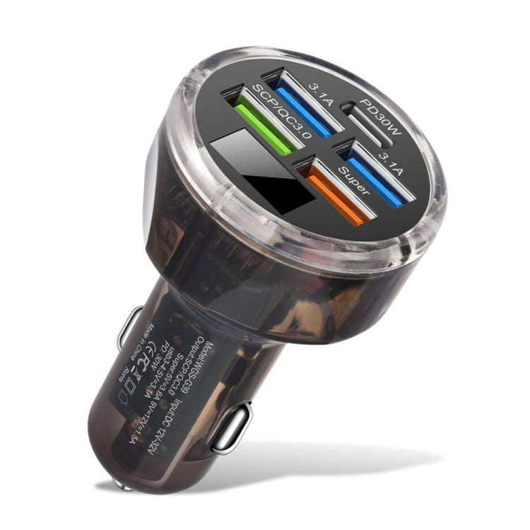 5 in 1 3-line Multi-port Car Charger With Digital Voltage Display