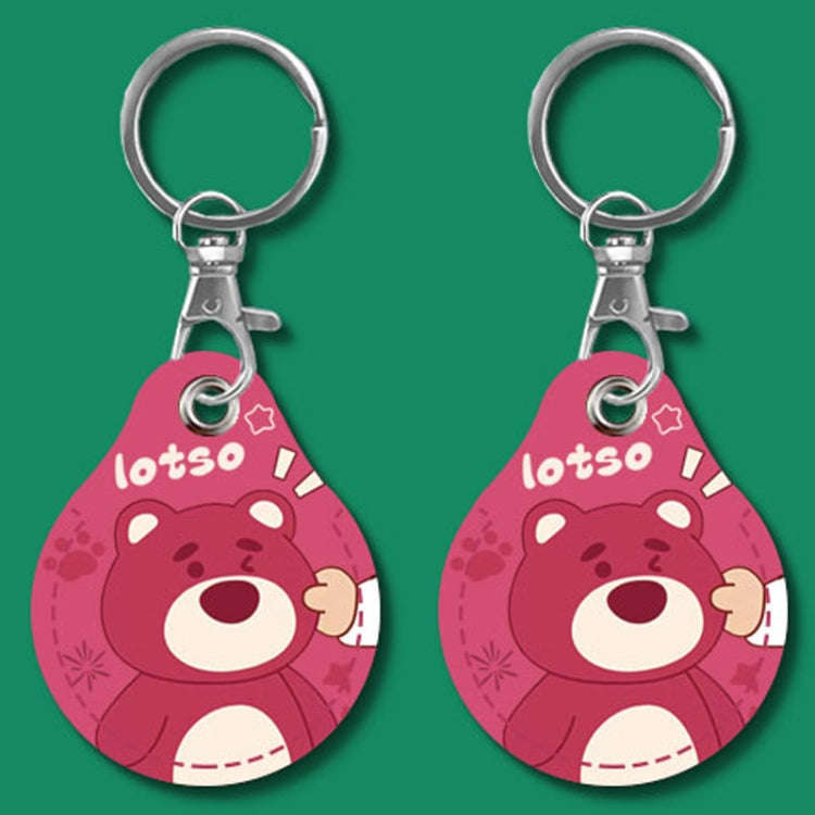 2pcs Cute Sensor Access Door Card Cover Keychain Elevator Water Drops Round Key Holder, Black, Pi...