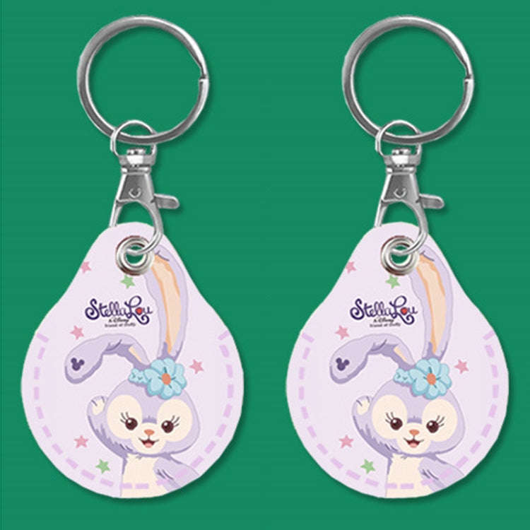2pcs Cute Sensor Access Door Card Cover Keychain Elevator Water Drops Round Key Holder, Black, Pi...