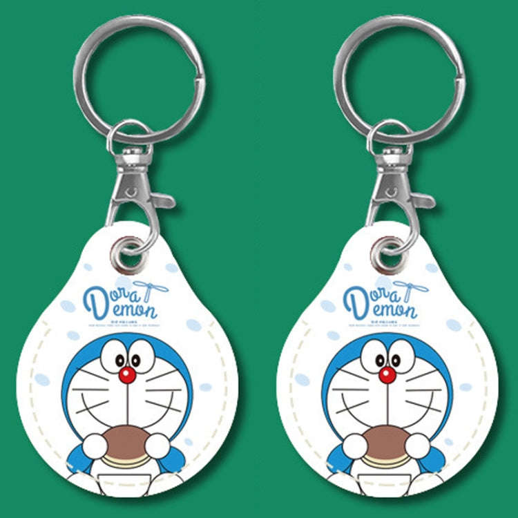 2pcs Cute Sensor Access Door Card Cover Keychain Elevator Water Drops Round Key Holder, Black, Pi...