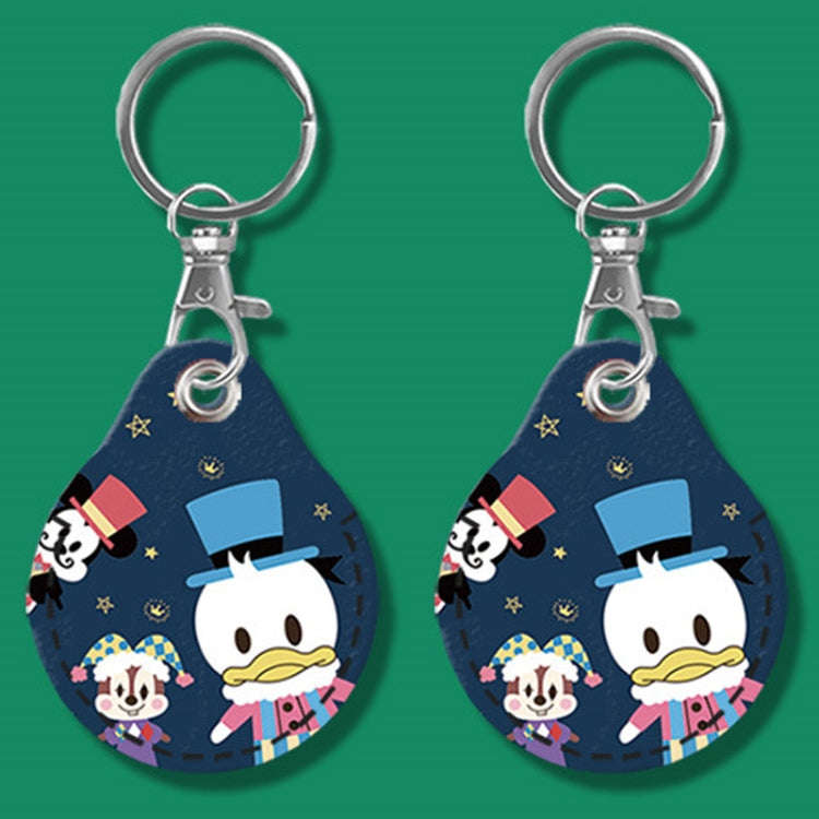 2pcs Cute Sensor Access Door Card Cover Keychain Elevator Water Drops Round Key Holder, Black, Pi...