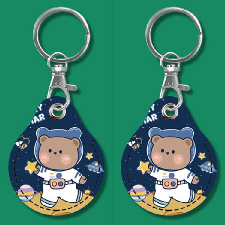 2pcs Cute Sensor Access Door Card Cover Keychain Elevator Water Drops Round Key Holder, Black, Pi...