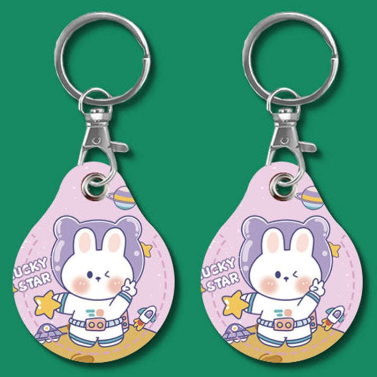 2pcs Cute Sensor Access Door Card Cover Keychain Elevator Water Drops Round Key Holder, Black, Pi...