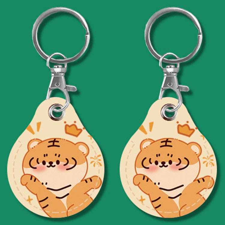 2pcs Cute Sensor Access Door Card Cover Keychain Elevator Water Drops Round Key Holder, Black, Pi...