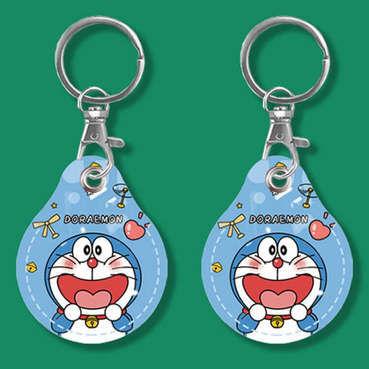 2pcs Cute Sensor Access Door Card Cover Keychain Elevator Water Drops Round Key Holder, Black, Pi...
