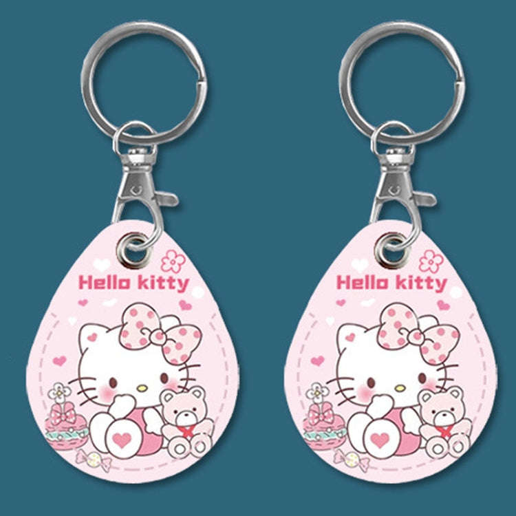 2pcs Cute Sensor Access Door Card Cover Keychain Elevator Water Drops Round Key Holder, Black, Pi...