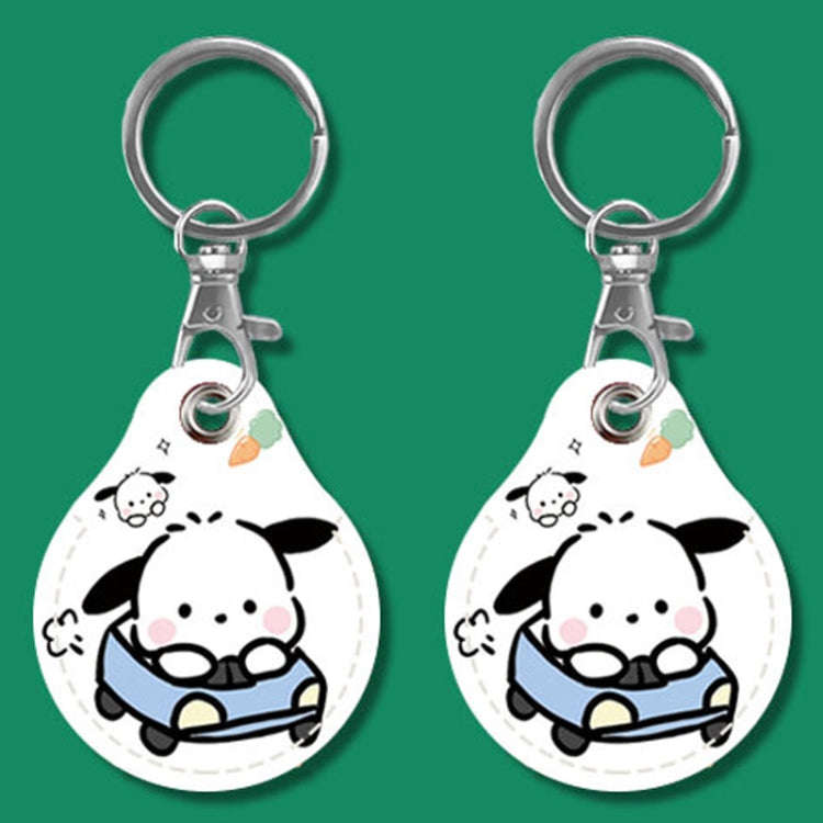 2pcs Cute Sensor Access Door Card Cover Keychain Elevator Water Drops Round Key Holder, Black, Pi...