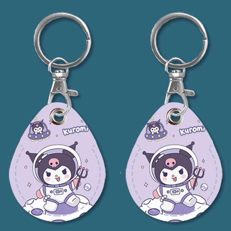 2pcs Cute Sensor Access Door Card Cover Keychain Elevator Water Drops Round Key Holder, Black, Pi...