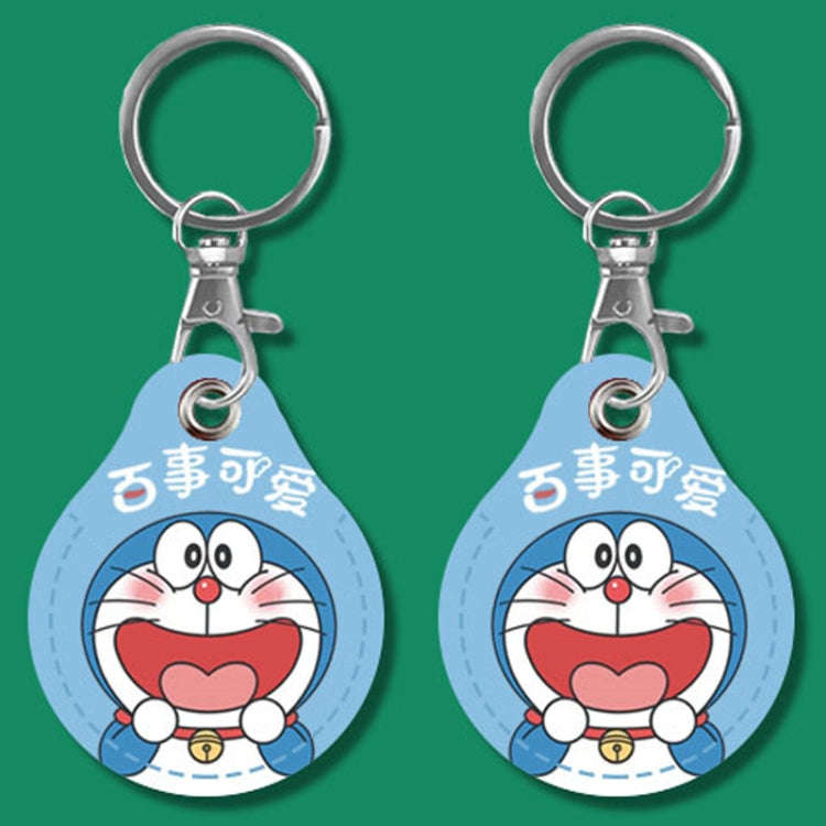 2pcs Cute Sensor Access Door Card Cover Keychain Elevator Water Drops Round Key Holder, Black, Pi...
