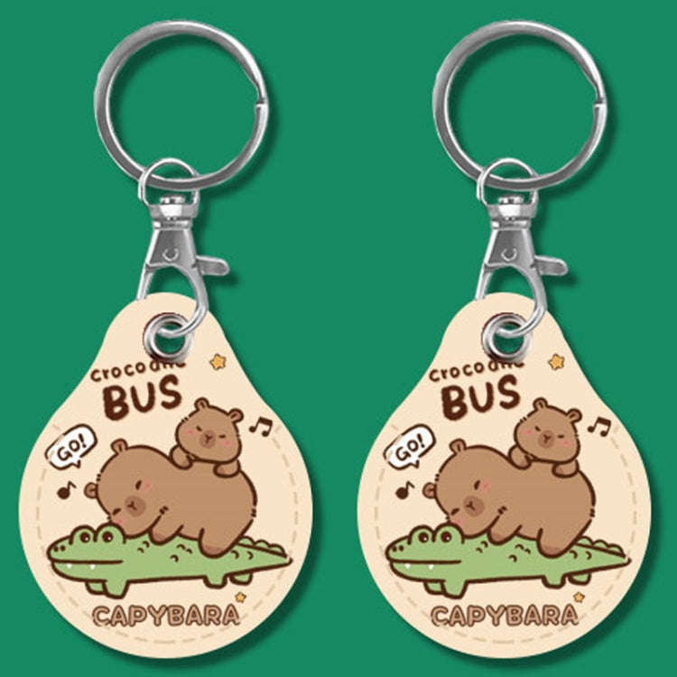 2pcs Cute Sensor Access Door Card Cover Keychain Elevator Water Drops Round Key Holder, Black, Pi...