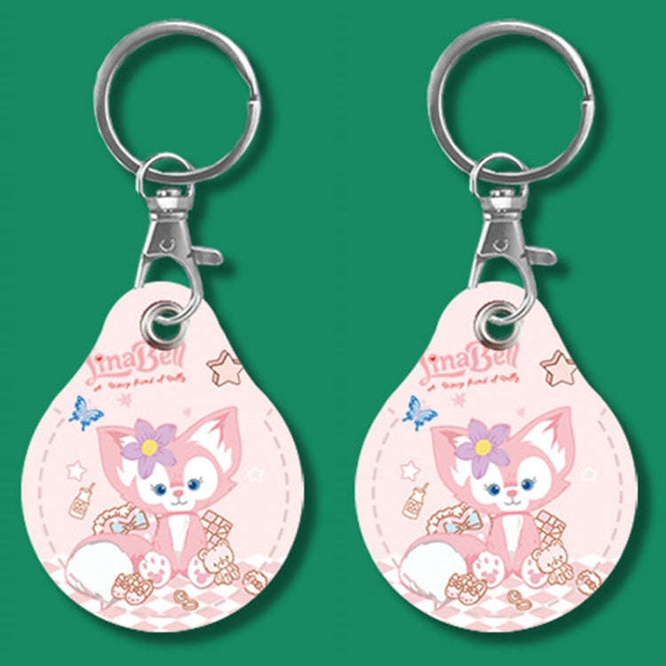 2pcs Cute Sensor Access Door Card Cover Keychain Elevator Water Drops Round Key Holder, Black, Pi...