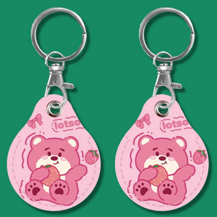 2pcs Cute Sensor Access Door Card Cover Keychain Elevator Water Drops Round Key Holder, Black, Pi...