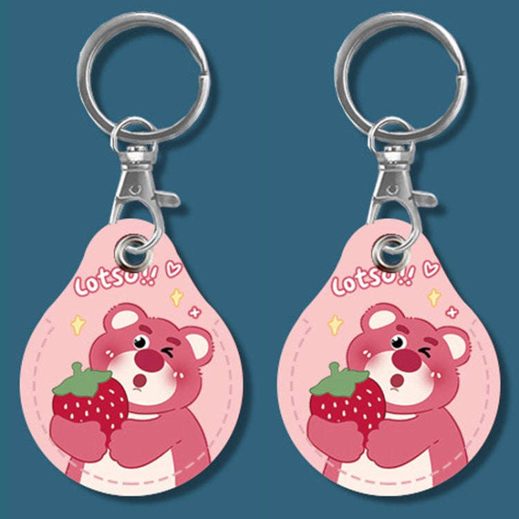 2pcs Cute Sensor Access Door Card Cover Keychain Elevator Water Drops Round Key Holder, Black, Pi...
