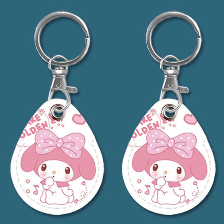 2pcs Cute Sensor Access Door Card Cover Keychain Elevator Water Drops Round Key Holder, Black, Pi...