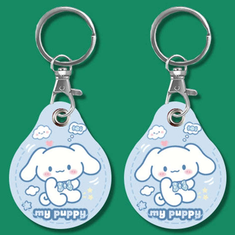 2pcs Cute Sensor Access Door Card Cover Keychain Elevator Water Drops Round Key Holder, Black, Pi...