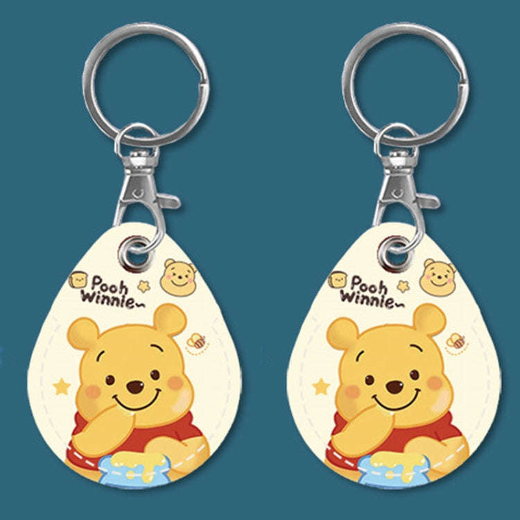 2pcs Cute Sensor Access Door Card Cover Keychain Elevator Water Drops Round Key Holder, Black, Pi...