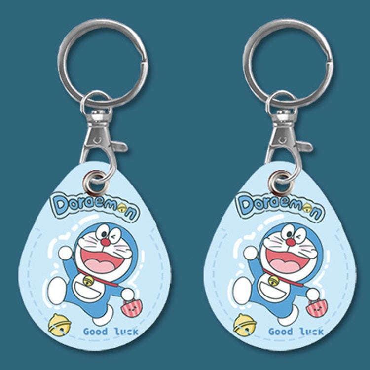 2pcs Cute Sensor Access Door Card Cover Keychain Elevator Water Drops Round Key Holder, Black, Pi...