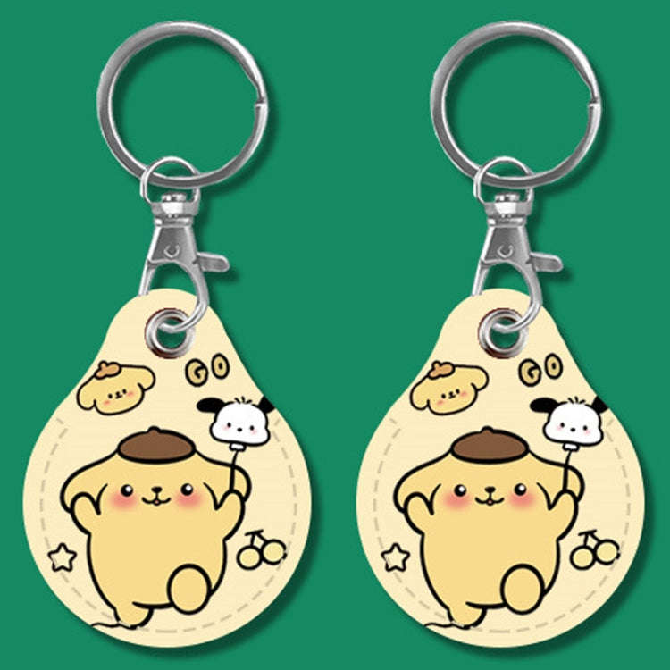 2pcs Cute Sensor Access Door Card Cover Keychain Elevator Water Drops Round Key Holder, Black, Pi...