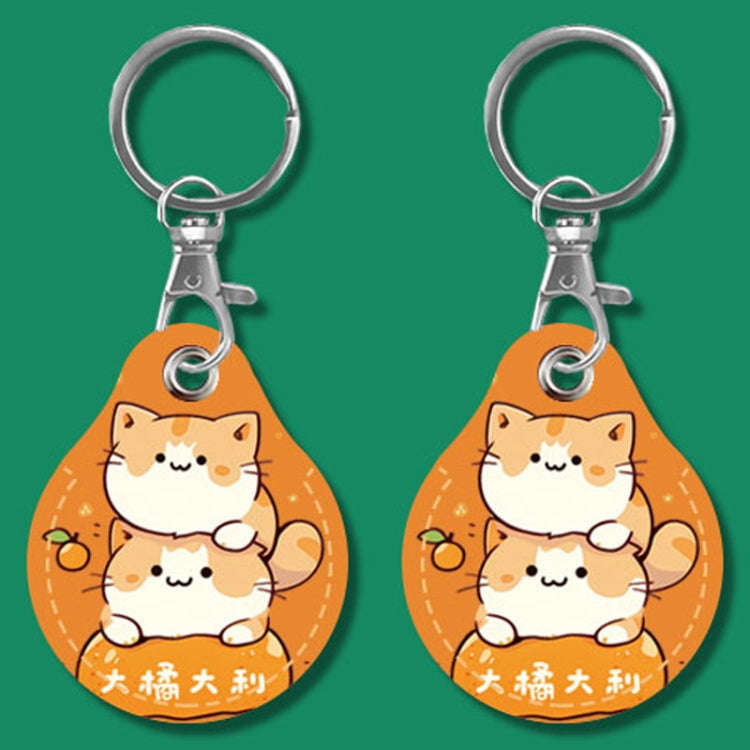 2pcs Cute Sensor Access Door Card Cover Keychain Elevator Water Drops Round Key Holder, Black, Pi...