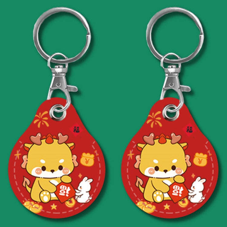 2pcs Cute Sensor Access Door Card Cover Keychain Elevator Water Drops Round Key Holder, Black, Pi...