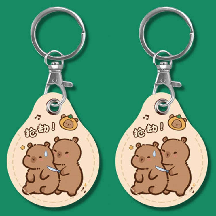 2pcs Cute Sensor Access Door Card Cover Keychain Elevator Water Drops Round Key Holder, Black, Pi...
