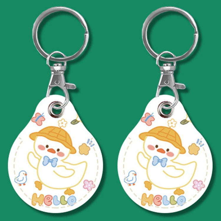 2pcs Cute Sensor Access Door Card Cover Keychain Elevator Water Drops Round Key Holder, Black, Pi...