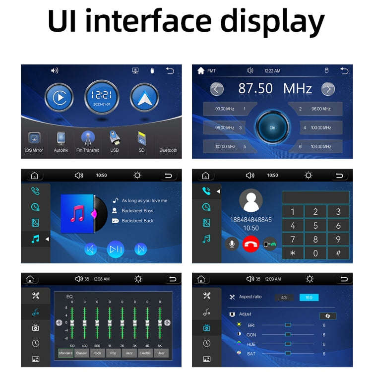 Car Universal Screen Stereo HD MP5 Player Reversing Monitor, Without Camera