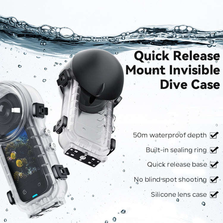 For Insta360 X4 aMagisn 50m Depth Waterproof Protective Case Quick Release Invisible Diving Cover...