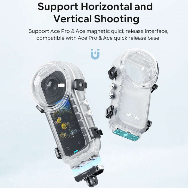 For Insta360 X4 aMagisn 50m Depth Waterproof Protective Case Quick Release Invisible Diving Cover...