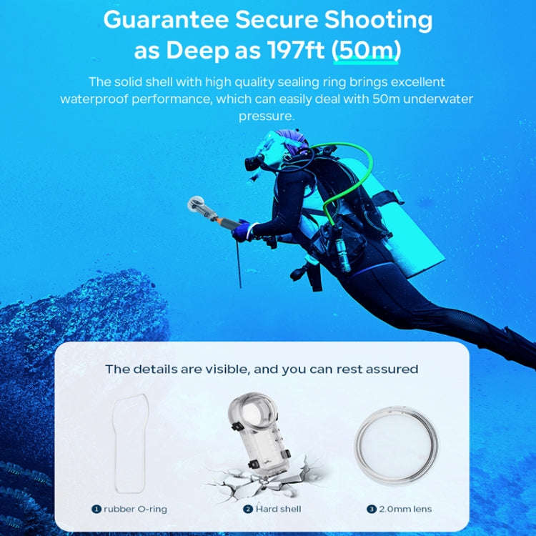 For Insta360 X4 aMagisn 50m Depth Waterproof Protective Case Quick Release Invisible Diving Cover...