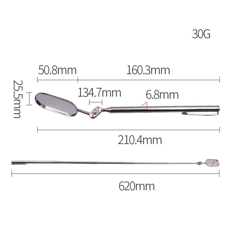 Car Universal Folding Telescopic Inspection Mirror Underbody Inspection Endoscope, Oval